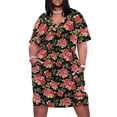 thumbnail image 2 of Vestido de fiesta de lujo para mujer con bolsillos sueltos y obra digital de arte de rosas rojas. Vestido para niñas., 2 of 7