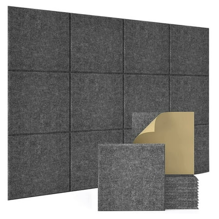 

12 Pack Self-Adhesive Balanced Acoustic Wall Panels 12X12X0.4 Inch Sound Proof Panels Absorbing Tiles & Offices