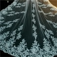 thumbnail image 3 of Elegant Long Wedding Bridal Veil with Appliqué Edge - 1-Tier Tulle Cathedral Veil with Secure Comb, 3 of 5