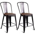thumbnail image 1 of Gymax 2 PC Metal Wood Counter Stool Kitchen Dining Bar Chairs, 1 of 10