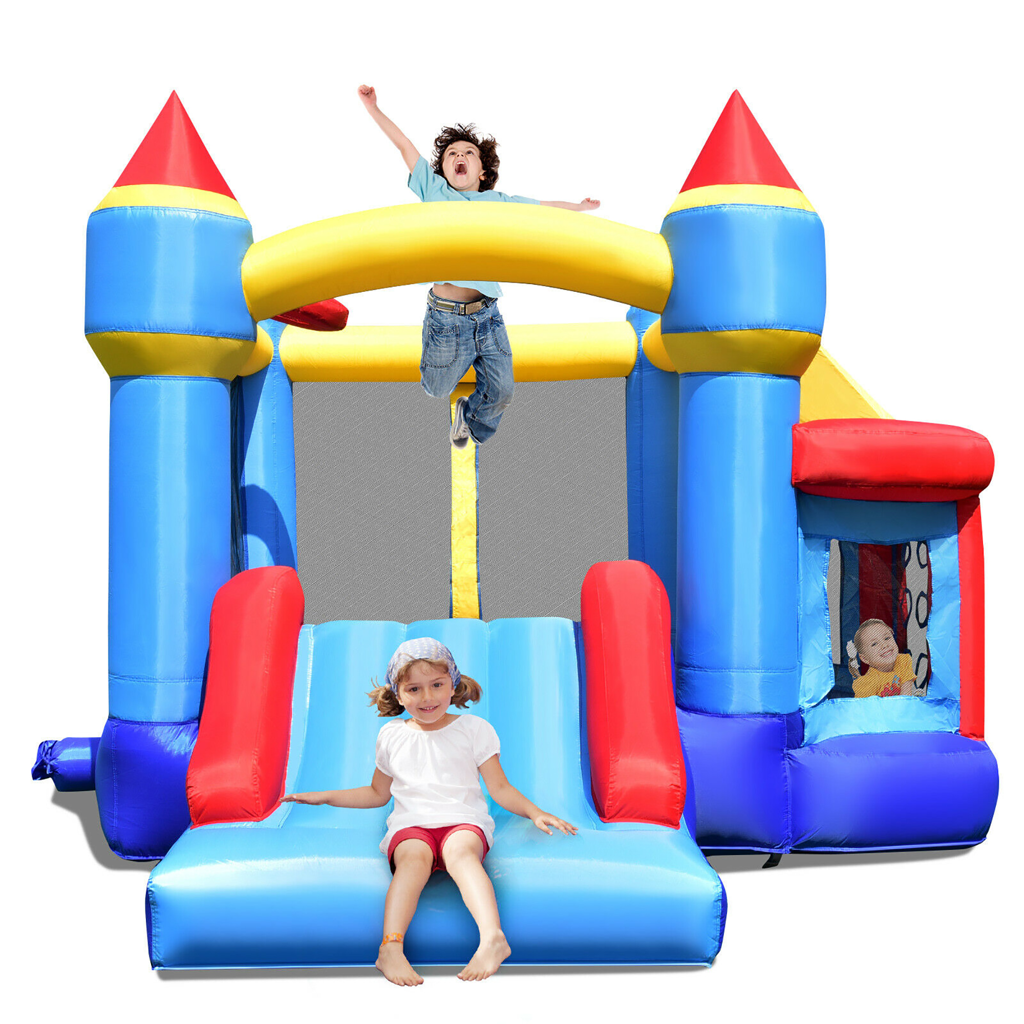 Costway InflatableBounce House Castle Slide Bouncer Kids Shooting Net/Without Blower
