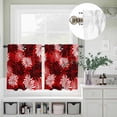 thumbnail image 2 of Country Chrysanthemum on Red Curtain Tier and Valance Set 3 Piece, Watercolor Flower Seamless 3-inch Rod Pocket Window Tier Curtains Valance for Kitchen Living Room, 2 of 9