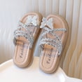thumbnail image 4 of BOBOGOJP Girl's Sparkly Butterfly Strappy Sandals Rhinestone Open Toe Dressy Cute Summer Flat Slides White for Size 1, 4 of 8