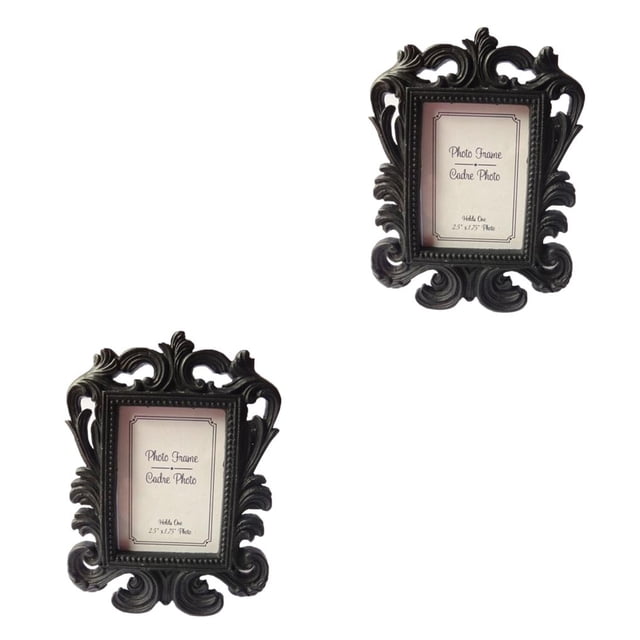 Minnieouse Marco de fotos pequeño de ramas barrocas clásicas, marco de fotos de flores decorativas retro de boda de colores en blanco y Negro 2piezas