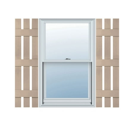 12 W x 94 H Lifetime Vinyl Custom Three Board Spaced 3 Batten Board n Batten Shutters w Shutter Loks Per Pair Wicker