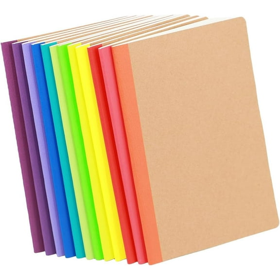 12 Pack Notebooks Lined Journal Bulk Writing Diary Planner with Thick Paper, 60 Pages, 30 Sheets, 8.3x5.5 inch for Home, Office or School Supplies, A5 Kraft Notebook
