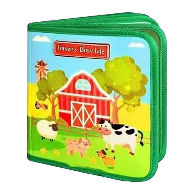 Livre Occupé par les Animaux – Tableau d'Activités Sensorielles Montessori Livre Silencieux avec Thème pour Garçons et Filles – Tri des Compétences Motrices