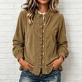 thumbnail image 5 of Cmtiyu Fashion Jackets for Women Long Sleeve Round Neck Button Down Khaki Corduroy Jacket with Ruffled Hem Casual Fall Outerwear Jacket S-3XL, 5 of 6