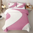 thumbnail image 2 of Homewish Swirl Wavy Twin Quilt Set,Geometric Abstract Twin Coverlet Set,Pink,2 Pieces, 2 of 7