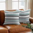 thumbnail image 3 of Blue-Gray Stripes Throw Pillow Cover Cotton Linen Cushion Cover Throw Pillow Case with Invisible Zipper for Couch Sofa Bed Chair Car 26x26 Inch, 3 of 9