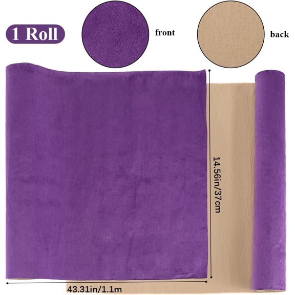 1roll 1.1M Self Adhesive Velvet Book Covers Notebook Wraps Purple 37x0.06cm