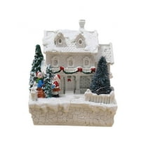 Popvcly Christmas Village LED Santa House Resin Collectible Building