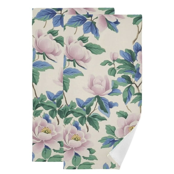 Pink and Blue Flowers Hand Towel Absorbent Bath Towels for Bathroom Sports Gym(28.3" X 14.4") Set of 2