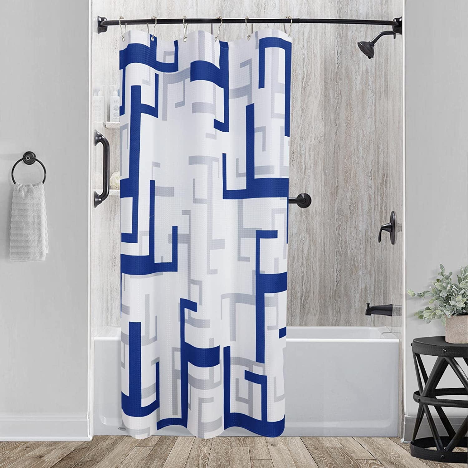 aoselan Small Stall Shower Curtain 36W x 72L for Bathroom, Blue Shower