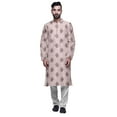 thumbnail image 1 of Atasi Printed Mens Kurta & White Churidar Pyjama Set Mandarin Neck Ethnic Wear, 1 of 1