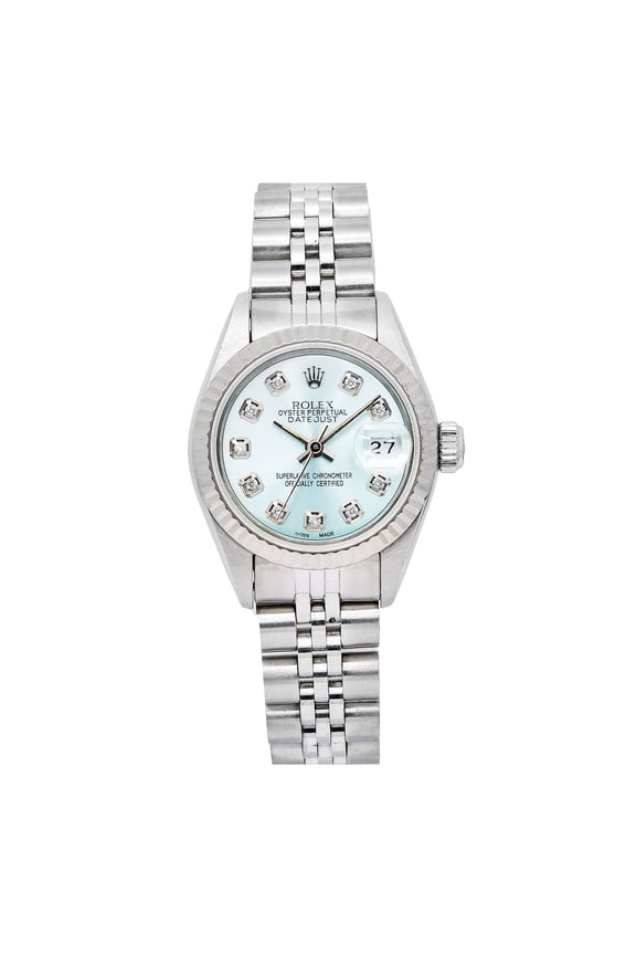 Pre-Owned Rolex Lady-Datejust 69174 26MM Blue Diamond Dial With Stainless Steel Bracelet