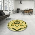 thumbnail image 3 of Ahgly Company Indoor Square Patterned Dark Yellow Green Area Rugs, 4' Square, 3 of 6