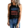 thumbnail image 3 of ABPHQTO Blusa sin mangas con estampado de rayas de estrellas de la bandera de EE. UU. Negra para mujer, 3 of 5
