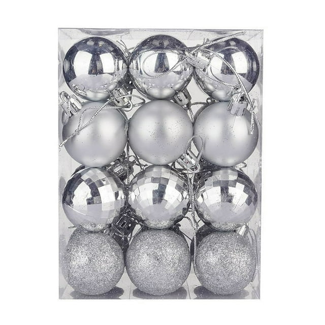 PENGXIANG 24 Pcs/Set 4cm Christmas Tree Ornament Increase Atmosphere Decorative Scene Layout Lightweight with Rope Christmas Tree Decoration Shiny Reflective Classic Balls for Christmas