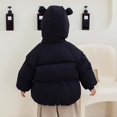 thumbnail image 5 of Kids Winter Coats Children's Solid Color Hooded Pocket Cardigan Cotton Padded Clothes Winter Down Coats Black 6 Months, 5 of 6