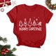 thumbnail image 2 of Navidad Mujeres Tops, Cuello Redondo Manga Corta Impresa Camiseta, Vintage Holiday Humor Tee Top, 2 of 4