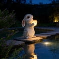 thumbnail image 6 of Kuroiy Solar Powered Bunny Garden Statue Resin Figurine with LED Light, Outdoor Patio Decor, Weather Resistant Durable Gray Rabbit, Lifelike Textured Finis, 6 of 9