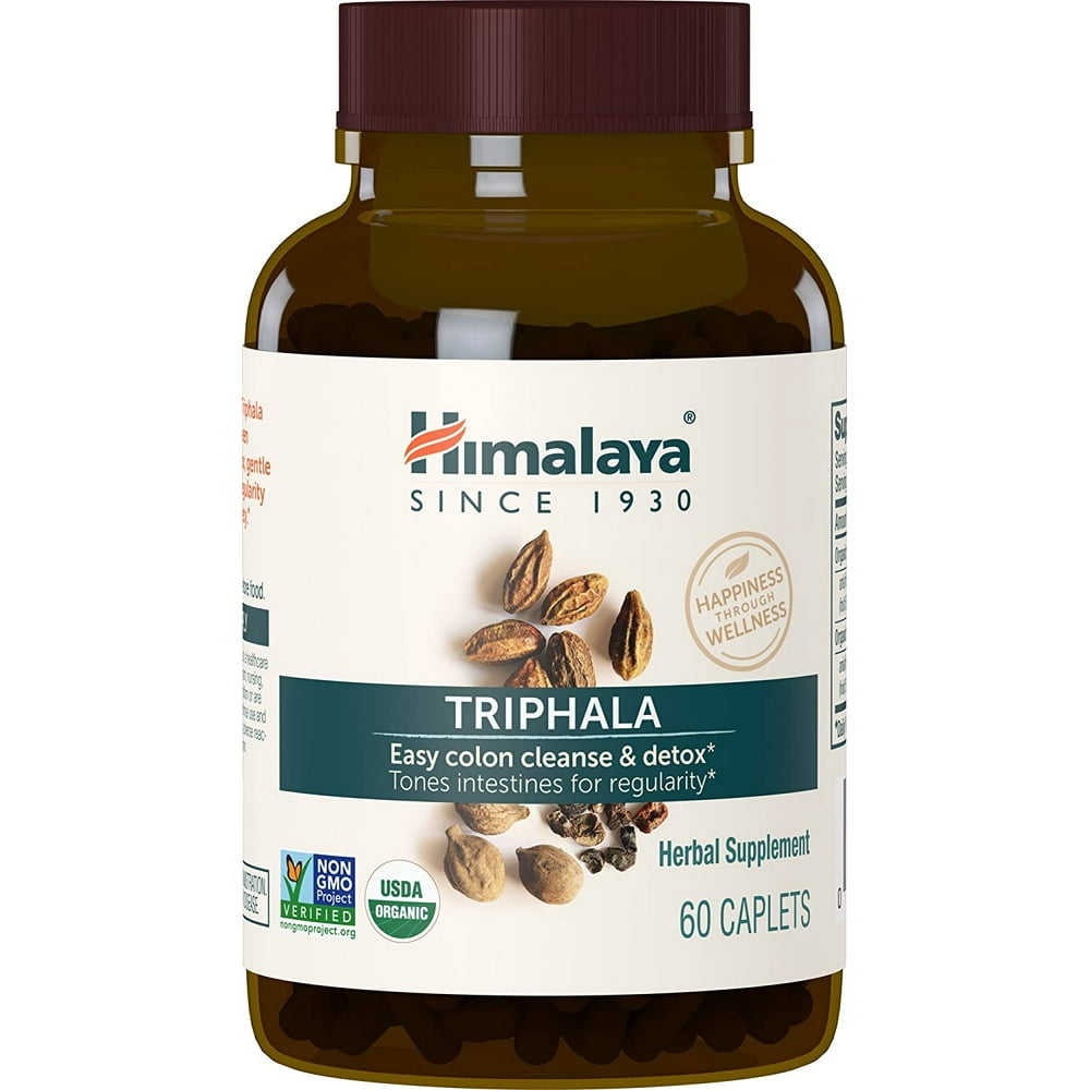 Himalaya Herbals Organic Triphala Caplets for Colon Cleansing, 688 Mg, 60 Ct