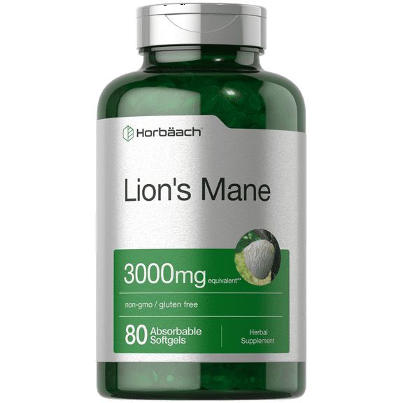 Lions Mane Supplement | 3000mg | 80 Softgels | for Men and Women | Horbäach