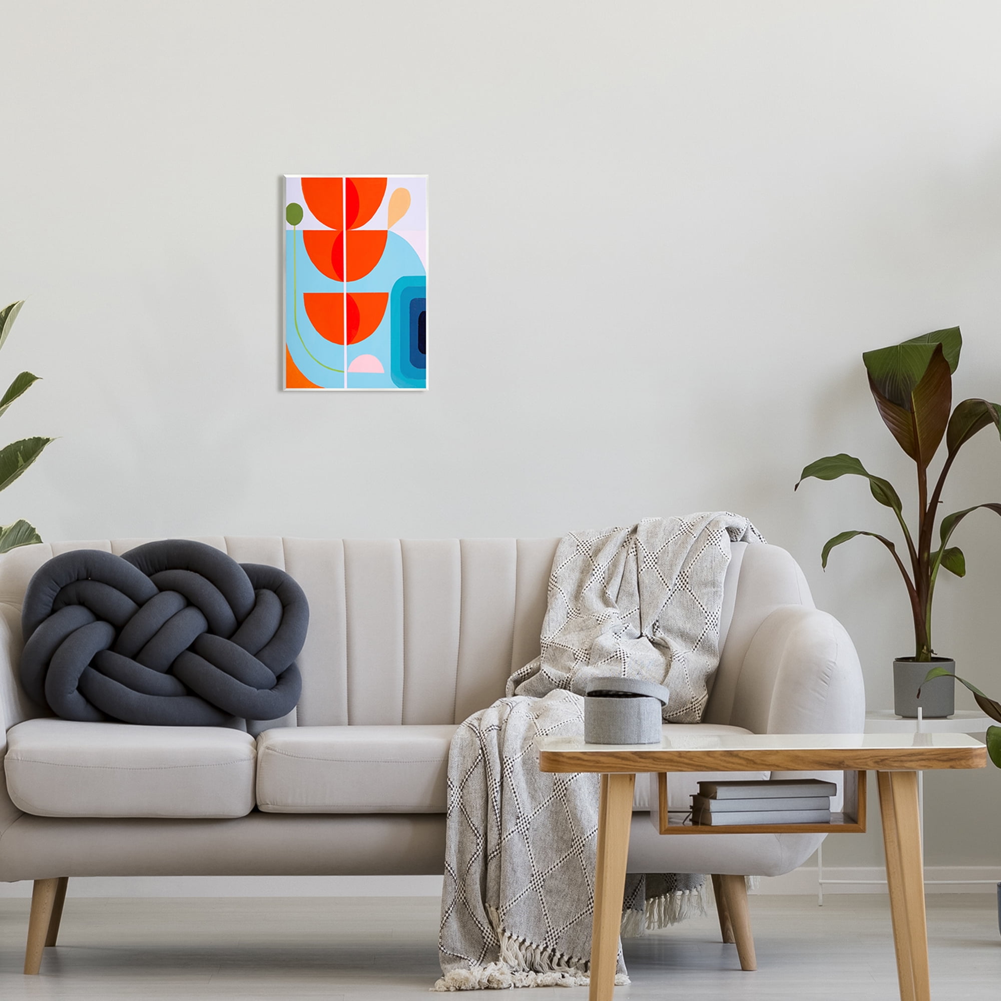Stupell Industries Red & Blue Modern Shapes Abstract Painting Unframed Art Print Wall Art, 10 x 15