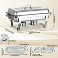 thumbnail image 2 of Jacgood Chafing Dish Buffet Set 2 Pack , 8QT Foldable Stainless Steel Catering Food Warmer W 1/3 Size Food Pan, 2 of 7