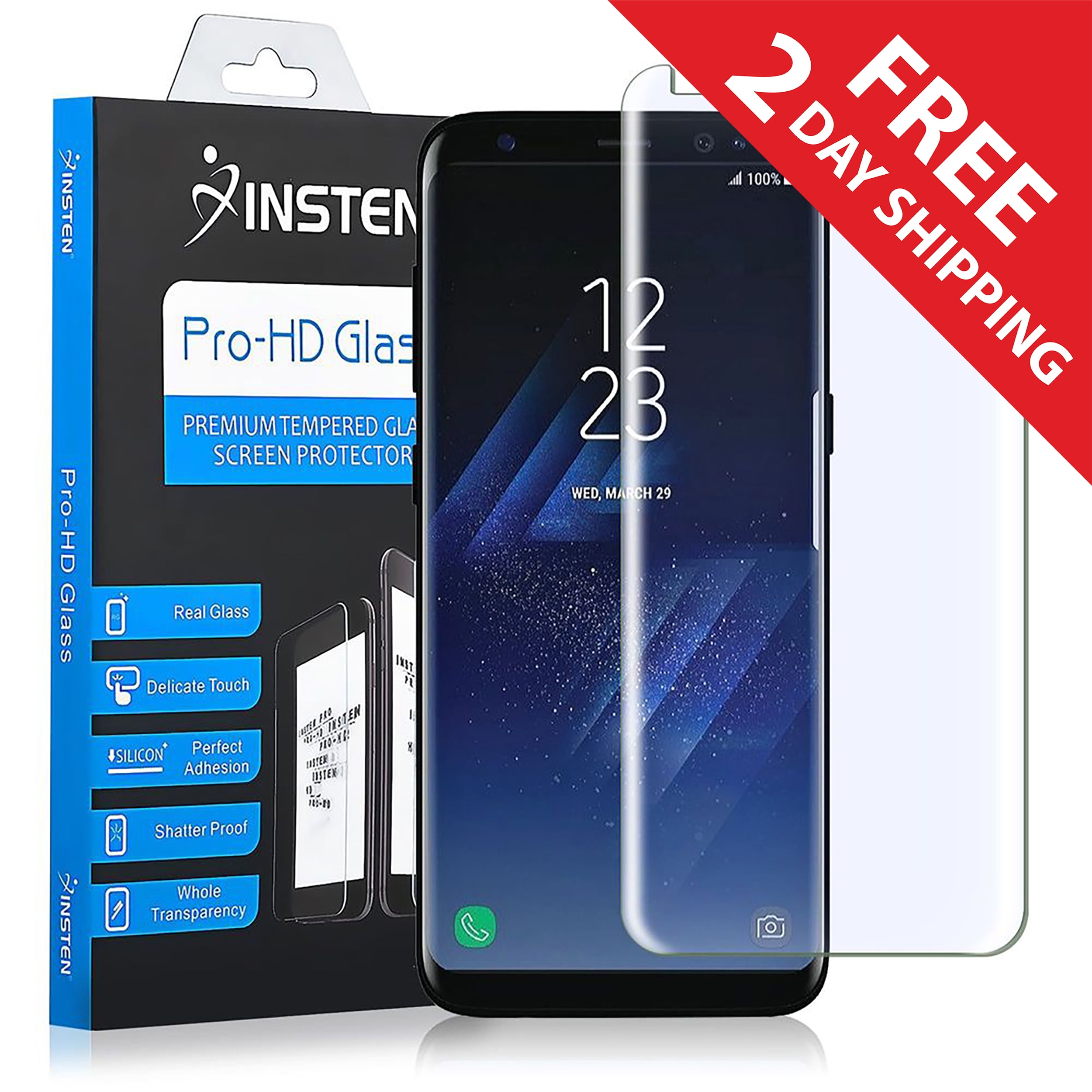 For Samsung Galaxy S8 Screen Protector, by Insten Clear Tempered Glass
