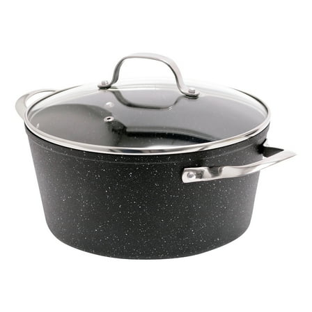 THE ROCK by Starfrit 6-Qt. Non-Stick Aluminum Stockpot/Casserole with Glass Lid & Stainless Steel Handles, 060317-002-0000