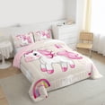 thumbnail image 4 of Feelyou Kawaii Pink Unicorn Bedding Comforter Set for Kids, Dreamy Rainbow Cloud Twin Comforter Sets, Cute Animal Theme Reversible Bedding Set, Breathable Home Decor, 2pcs, 4 of 9