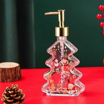 Japceit Snowman Christmas Bottle, 300ML Liquid Soap Dispenser with Holiday Design, Glass Container for Hotel, Bathroom, Kitchen Use