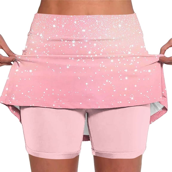 DeHolifer Women's Tennis Skirts with Pockets & Inner Shorts,Floral Print High Waisted Athletic Pickleball Skorts Pink M