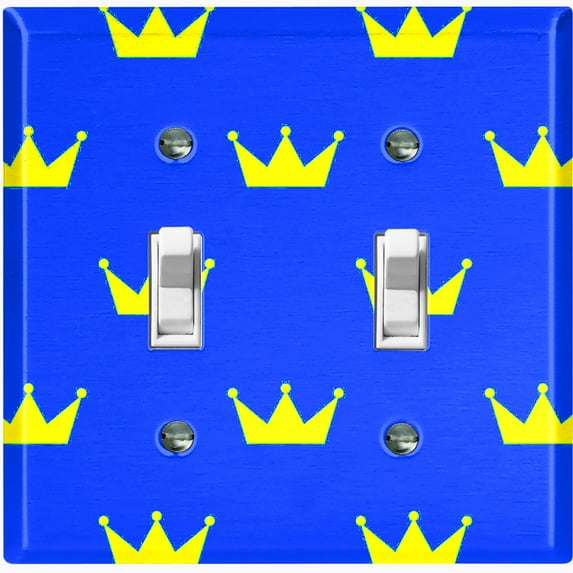 Metal Light Switch Plate Cover King Queen Crown Blue Yellow KIN010