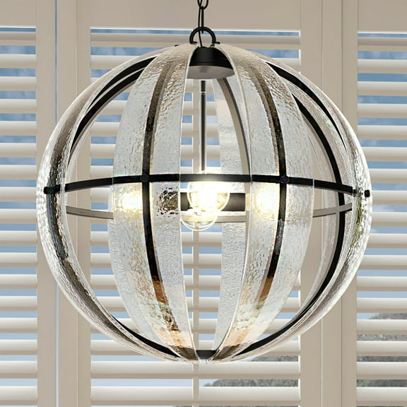 Luxury Art Deco Indoor Chandelier, 21.50''H x 22.00''W, with Tuscan Style Elements, Modern Farmhouse Design, Matte Black Finish and Clear Piastra Glass, UQL3140
