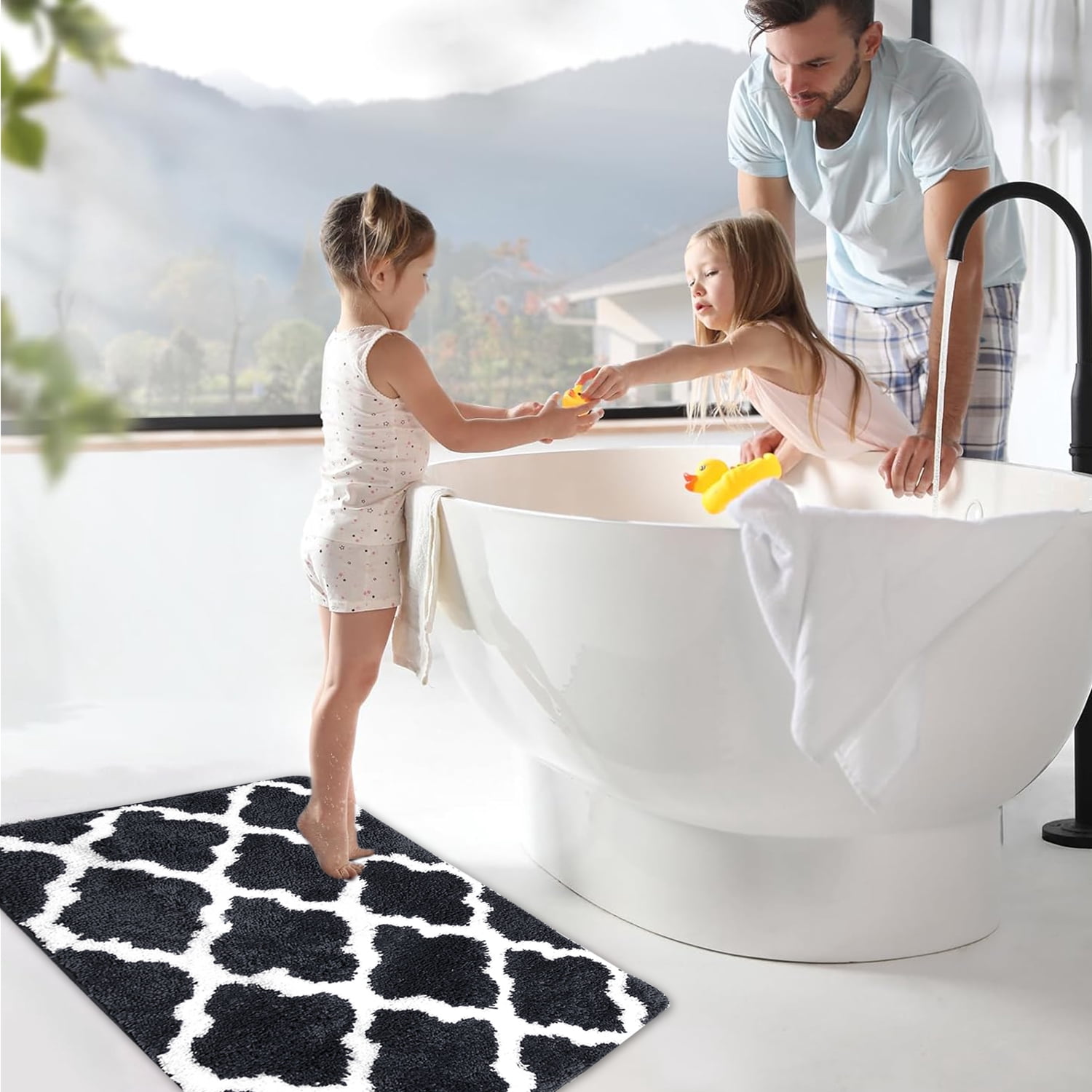 Gray Bathroom Rugs 20" x 32", Thick Soft Bath Mats for Bathroom Non Slip Floor Mat, Absorbent Microfiber Wash Dry Bath Rugs, Tub and Shower Mat