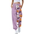 thumbnail image 2 of Purple Women Halloween Pajamas Pants Womens Halloween Pajamas Pants Cute Magical Pajama Soft Long Bottoms Women Fall Pjs S, 2 of 9