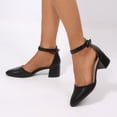 thumbnail image 5 of LuckLilac Women's Round Toe Pumps Ankle Strap Low Buckle Block Heel Sandals Dress Wedding Office Party Shoes, 5 of 5