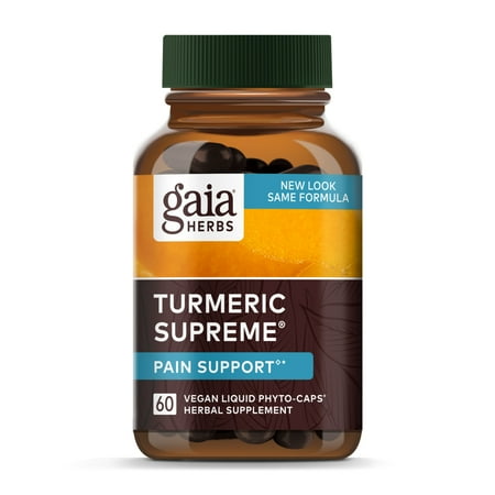Gaia Herbs, Turmeric Supreme Pain, Herbal Pain Supplement with Curcumins, Vegan Liquid Capsules, 60 Count