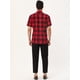 thumbnail image 5 of Camisa a cuadros para hombre, manga corta, informal, de corte regular, con botones, cuello en punta, camisas de vestir negro rojo M Unique Bargains Camisa, 5 of 6