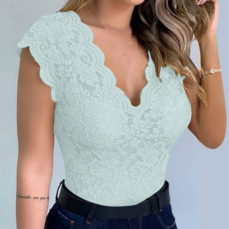 

QAZXD Lingerie for Women V-Neck Lace Babydoll stretchy Charm Bodysuit（Green，XXL）