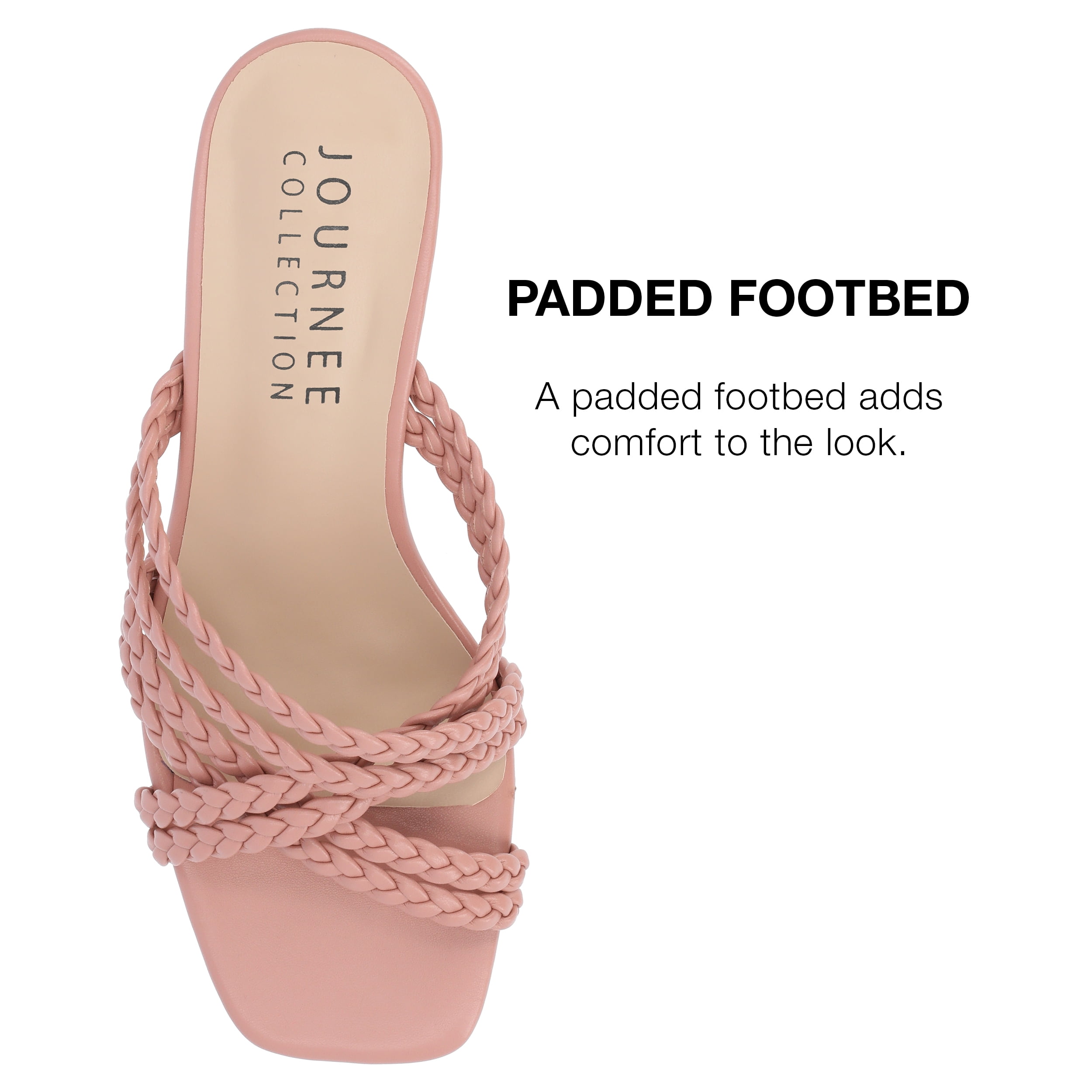 Journee Collection Womens Baylen Braided Strap Slip On Wedge Sandals