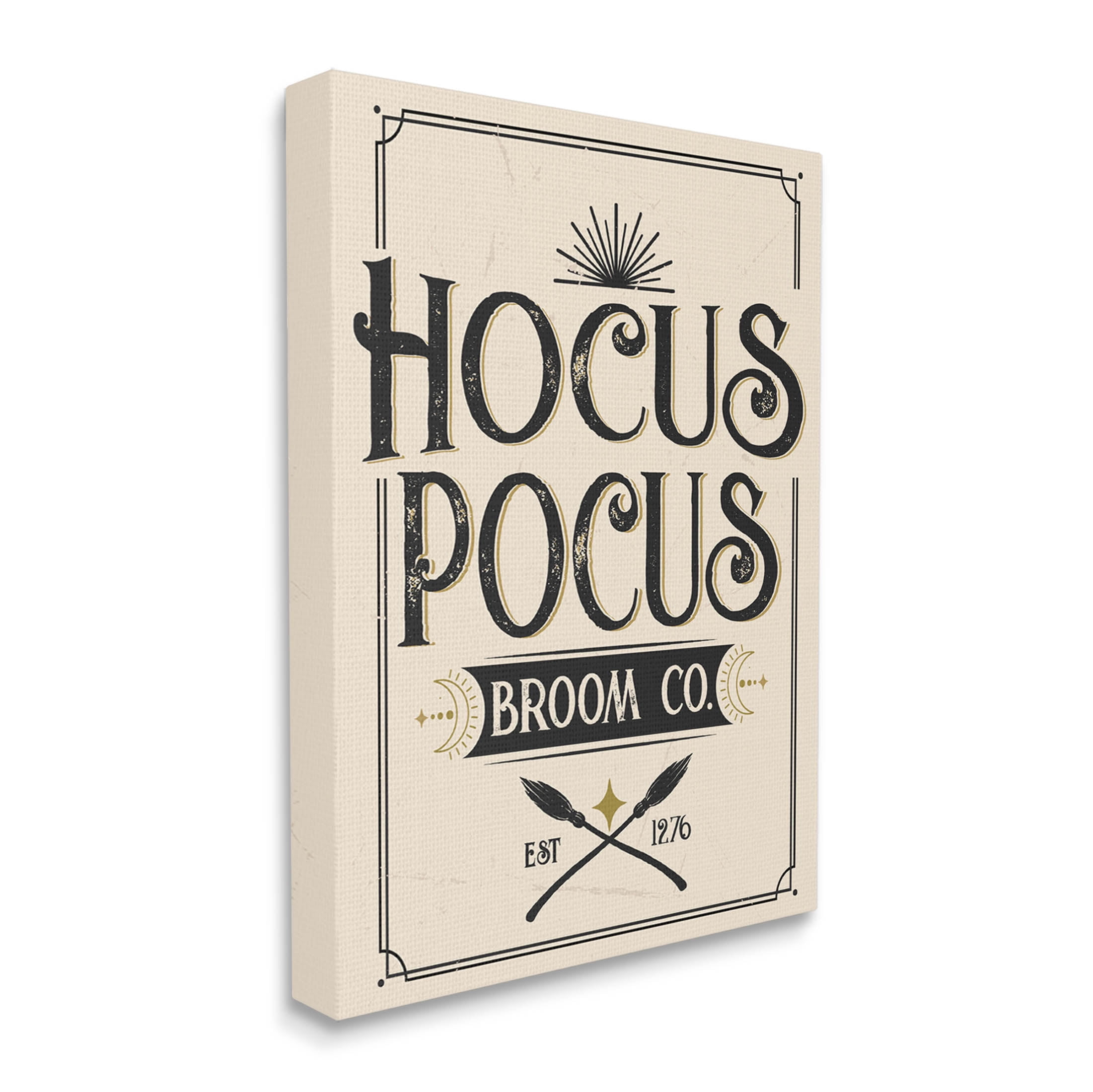 Stupell Industries Vintage Hocus Pocus Broom Sign Graphic Art Gallery Wrapped Canvas Print Wall Art, Design by Angela Nickeas