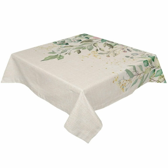 Fall Eucalyptus Flower Square/Round Tablecloths 52x52,Autumn Green Leaves Watercolor Table Cloth Table Cover Indoor/Outdoor Tabletop Decor for Wedding Holiday Party Dinner Baby Shower