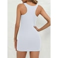 thumbnail image 4 of Attraco Womens Solid Extra Long Tank Tops with Shelf Bra Ribbed Camisoles Undershirts, 4 of 8