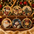 thumbnail image 2 of Clearance! 6Pcs Christmas Wooden Ornaments, Pearl Diamond Art Kit for Adults DIY Hanging Christmas Ornaments with Pearls, Special-Shaped Gems & Jute Twine, Holiday Craft for Tree & Window Decor (#1), 2 of 9