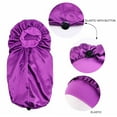 thumbnail image 5 of Kitem Faux Satin Wide Button Hair Bonnet Solid Color High Elastic Women Sleep Cap Hair Care, 5 of 13