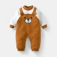 thumbnail image 2 of Baby Boy Girls Clothes Newborn Romper Fall Winter One-piece Outfit Infant Cute Cartoon Clothing Set 0-18 Months Brown 12-18 Months, 2 of 7